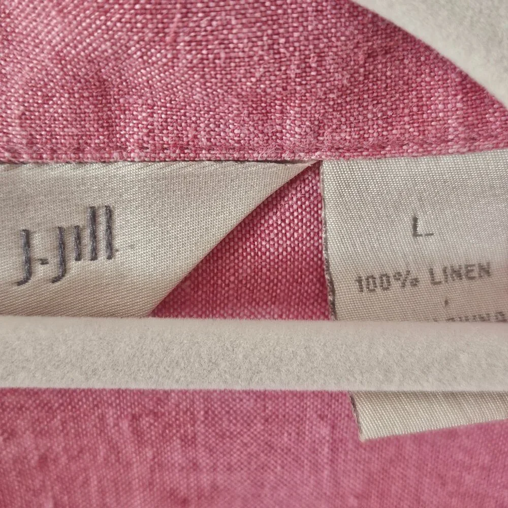 J. Jill Soft Red  100% Linen Button Down Blouse Sz Large - Picture 4 of 7